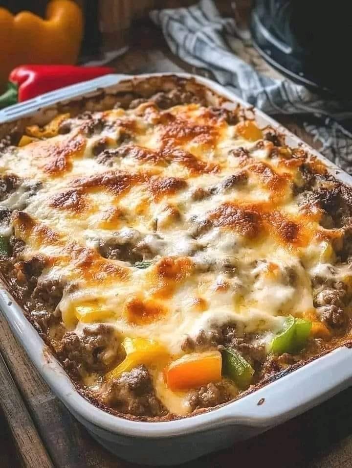 Philly Cheese Steak Casserole Recipe: A Delicious Twist on a Classic Sandwich 464931465_2046239325793332_5821540208983195173_n