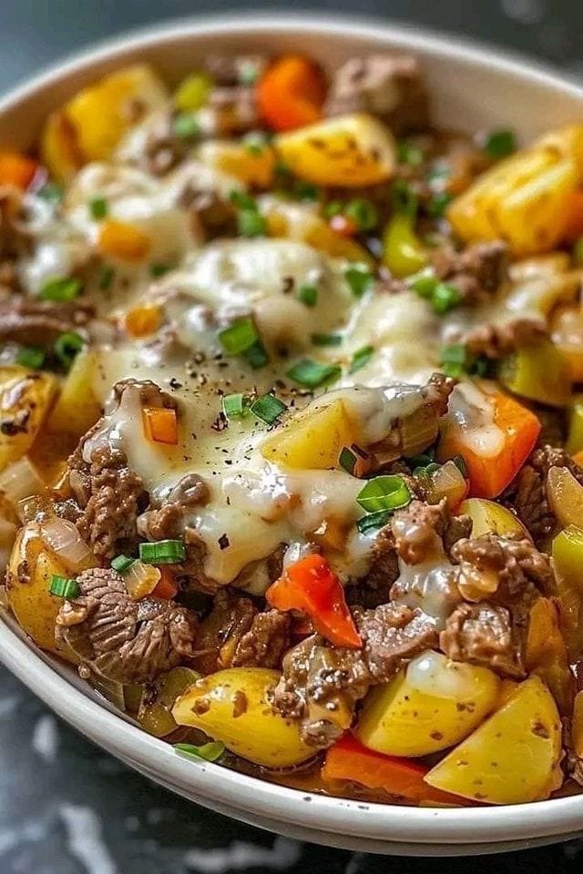 Crockpot Cheesesteak Potato Casserole 🥔🥩🧀 467013191_122186342636221424_2854490518001333615_n